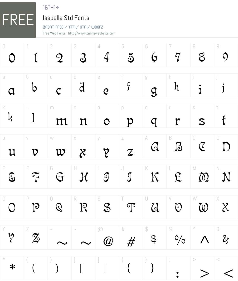 Isabella Std Font Screenshots