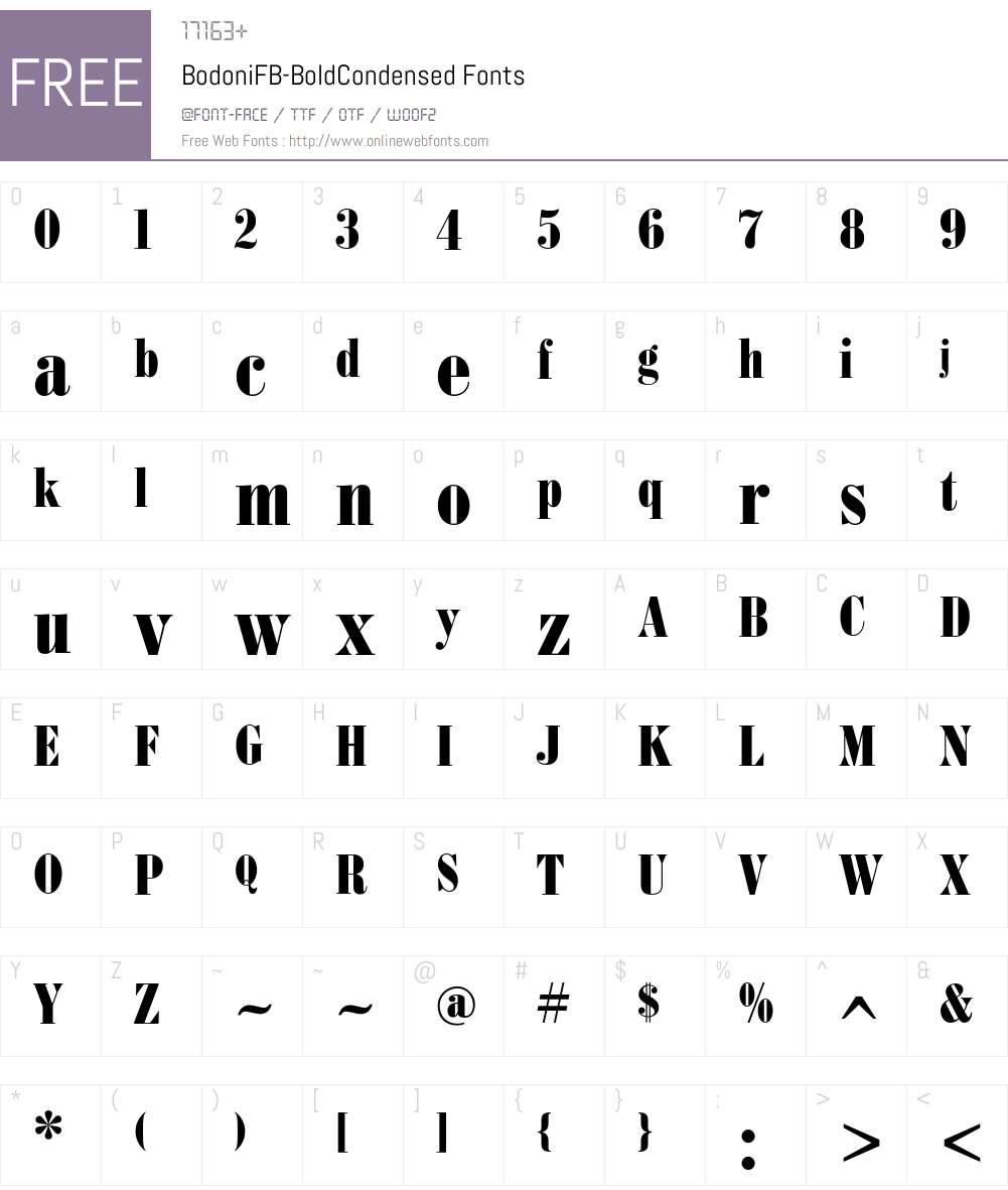 BodoniFB Font Screenshots