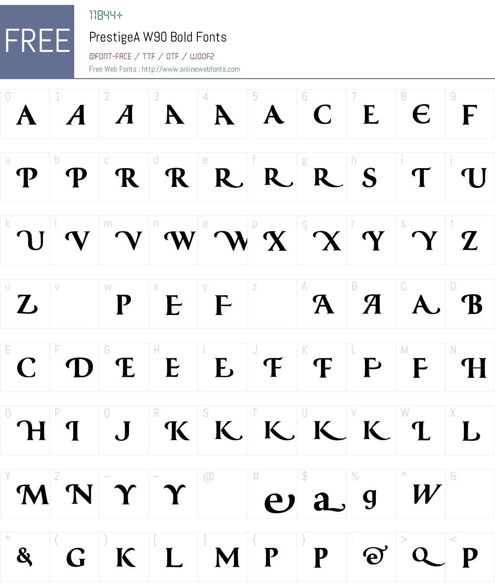 PrestigeAW90-Bold Font Screenshots