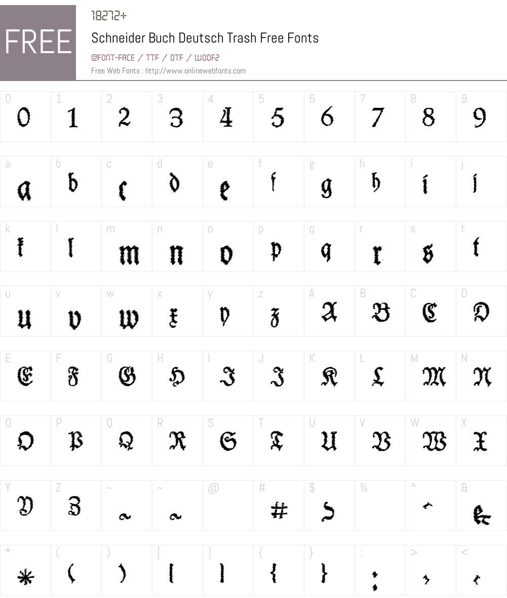 Schneider Buch Deutsch Trash Free Font Screenshots