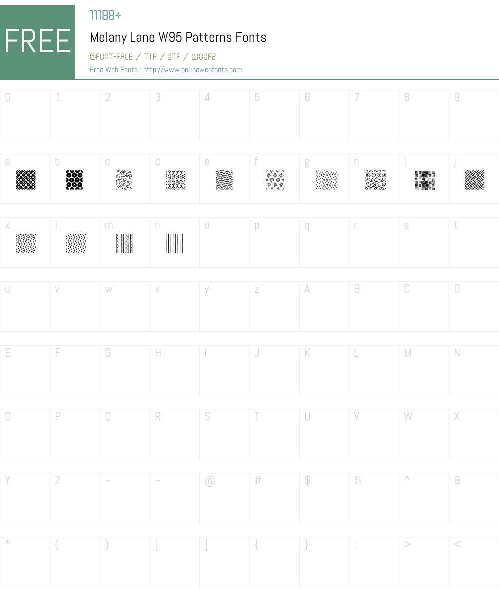 MelanyLaneW95-Patterns Font Screenshots