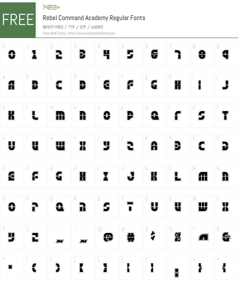 Rebel Command Academy Font Screenshots