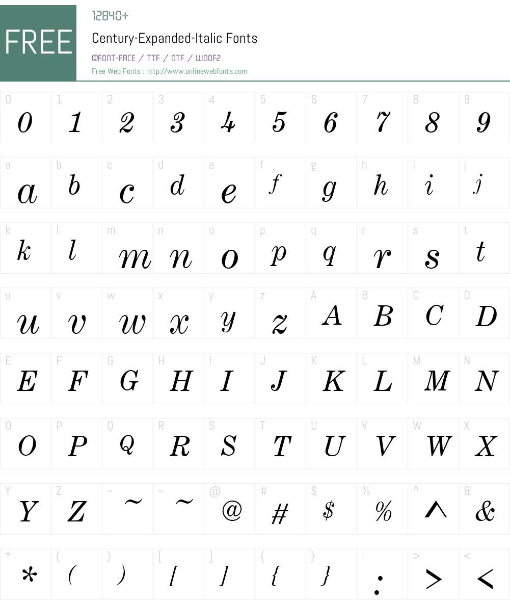 Century-Expanded Font Screenshots