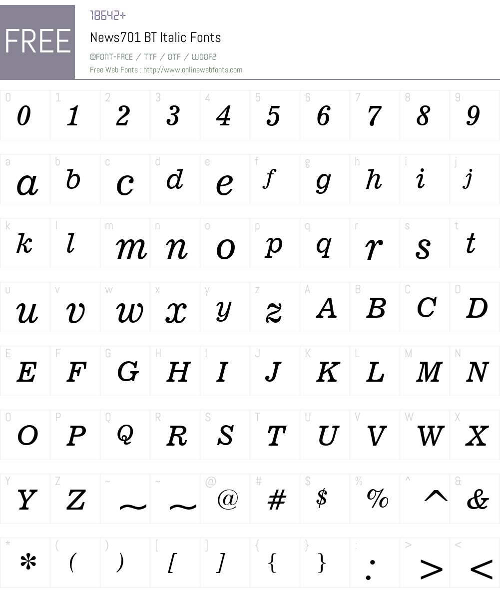 News701 BT Font Screenshots