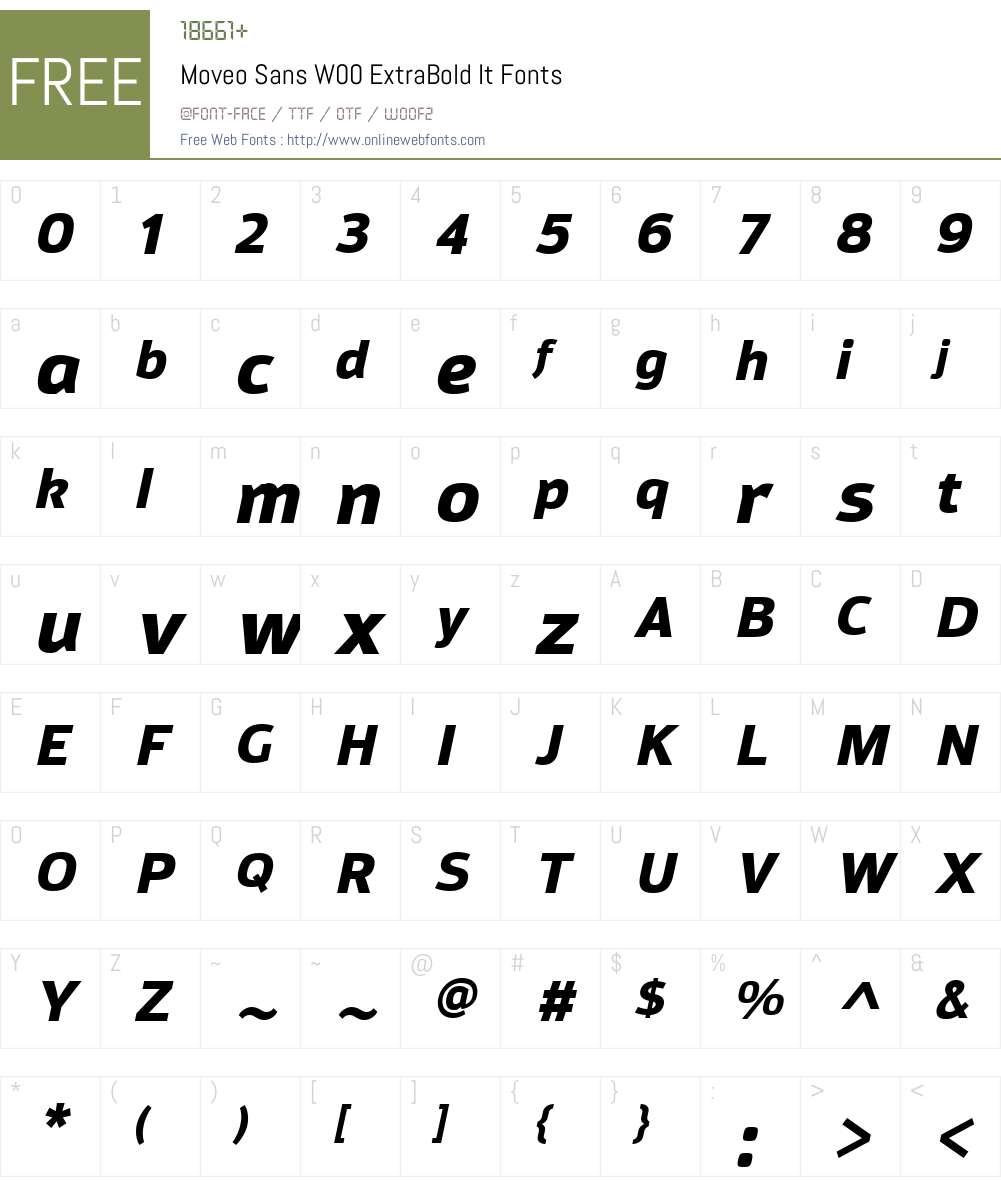 MoveoSansW00-ExtraBoldIt Font Screenshots