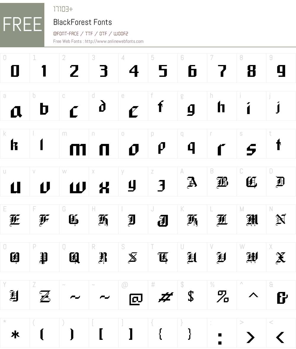 BlackForest Font Screenshots