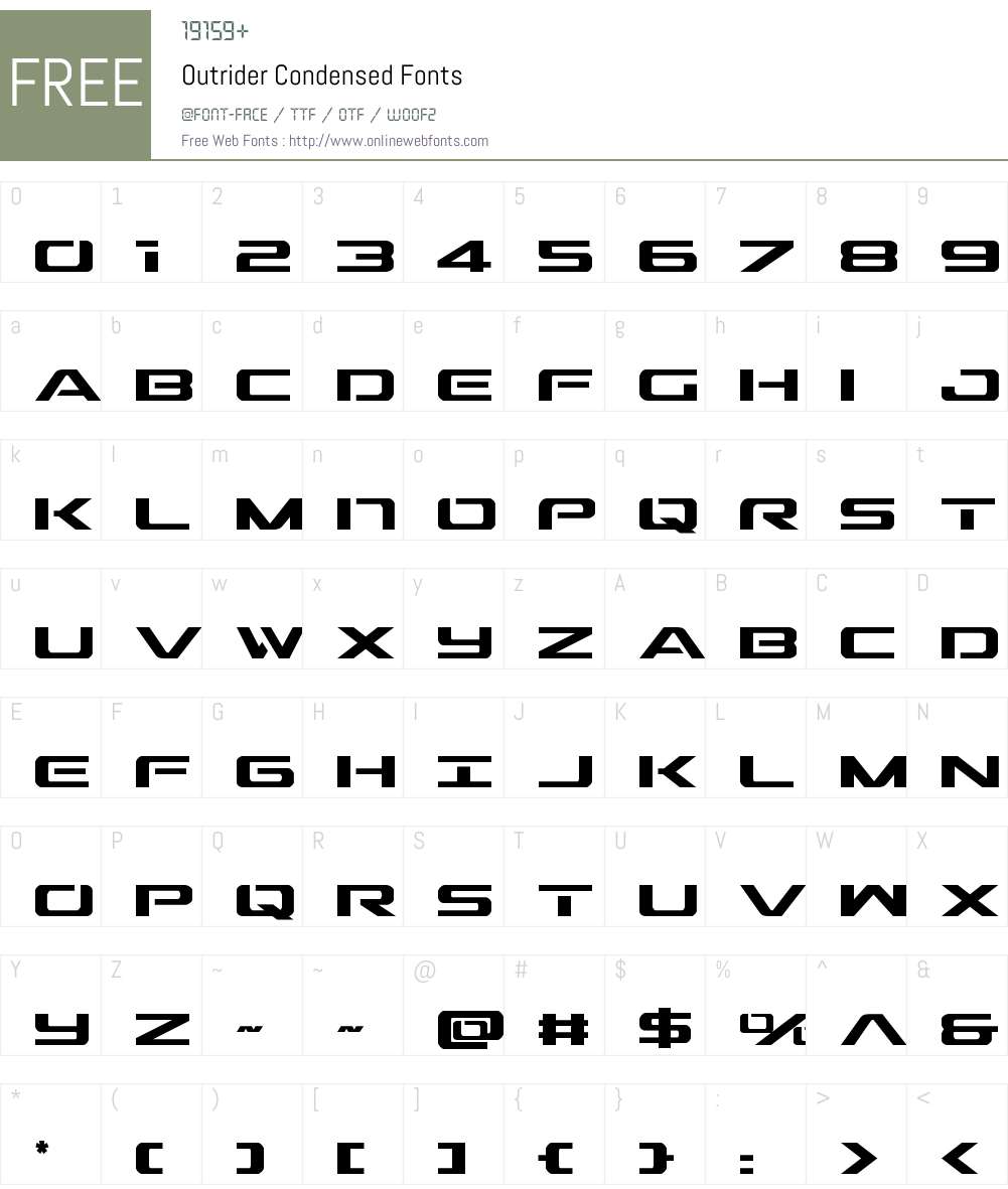 Outrider Condensed Font Screenshots