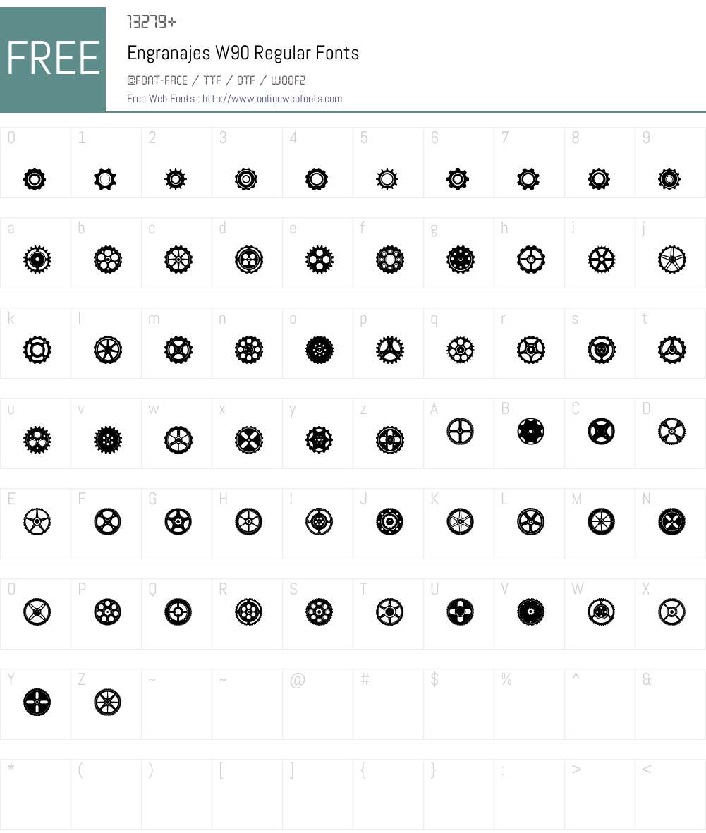 EngranajesW90-Regular Font Screenshots