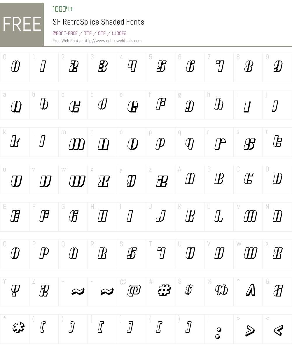 SF RetroSplice Shaded Font Screenshots