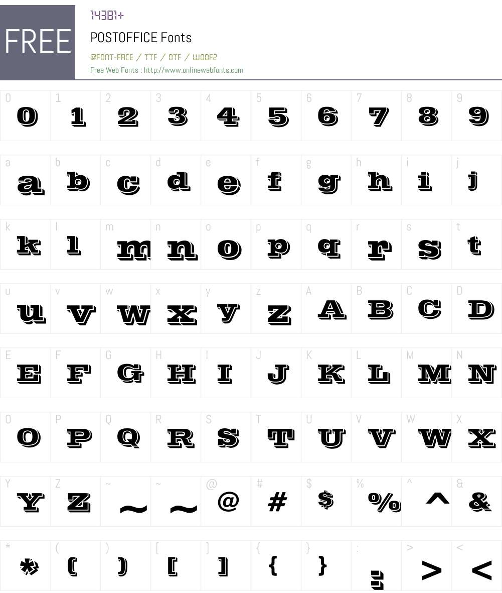 POSTOFFICE Font Screenshots