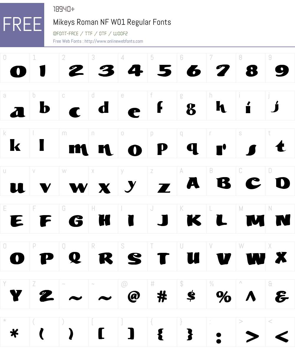 MikeysRomanNFW01-Regular Font Screenshots