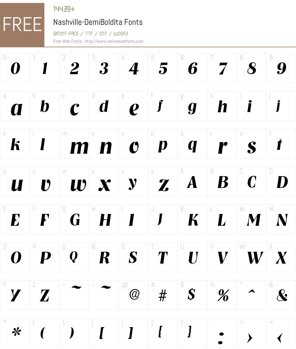 Nashville-DemiBoldIta Font Screenshots