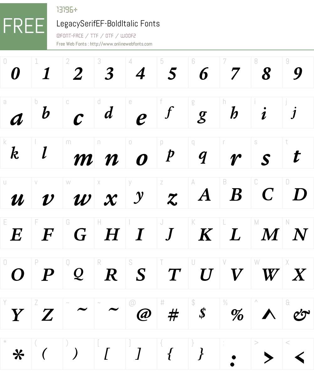 LegacySerifEF Font Screenshots