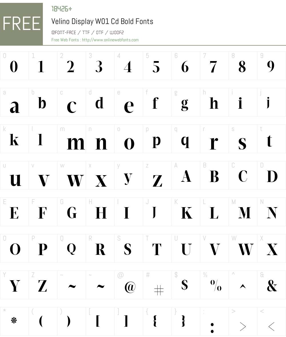 VelinoDisplayW01-CdBold Font Screenshots