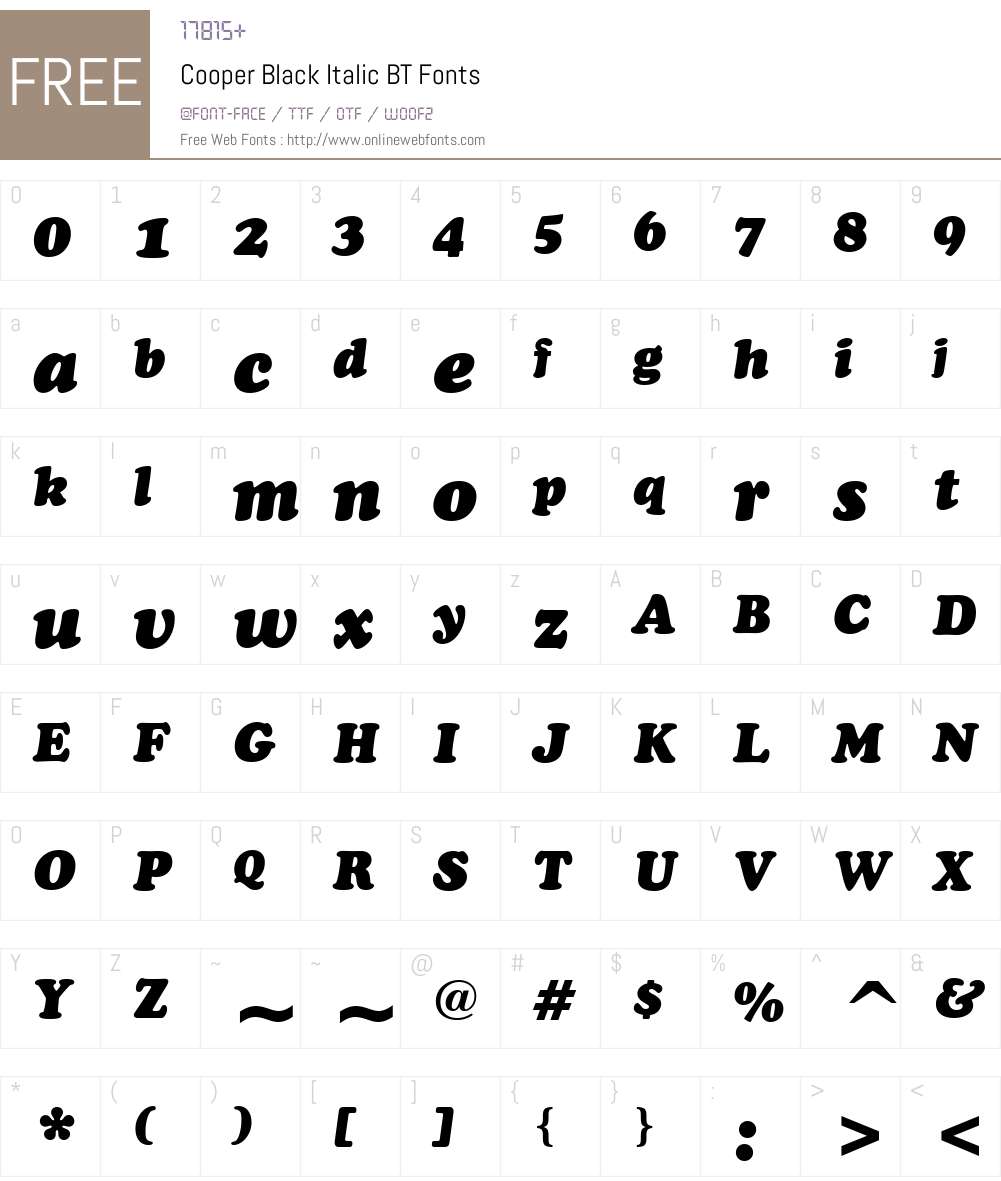 Cooper BlkIt BT Font Screenshots
