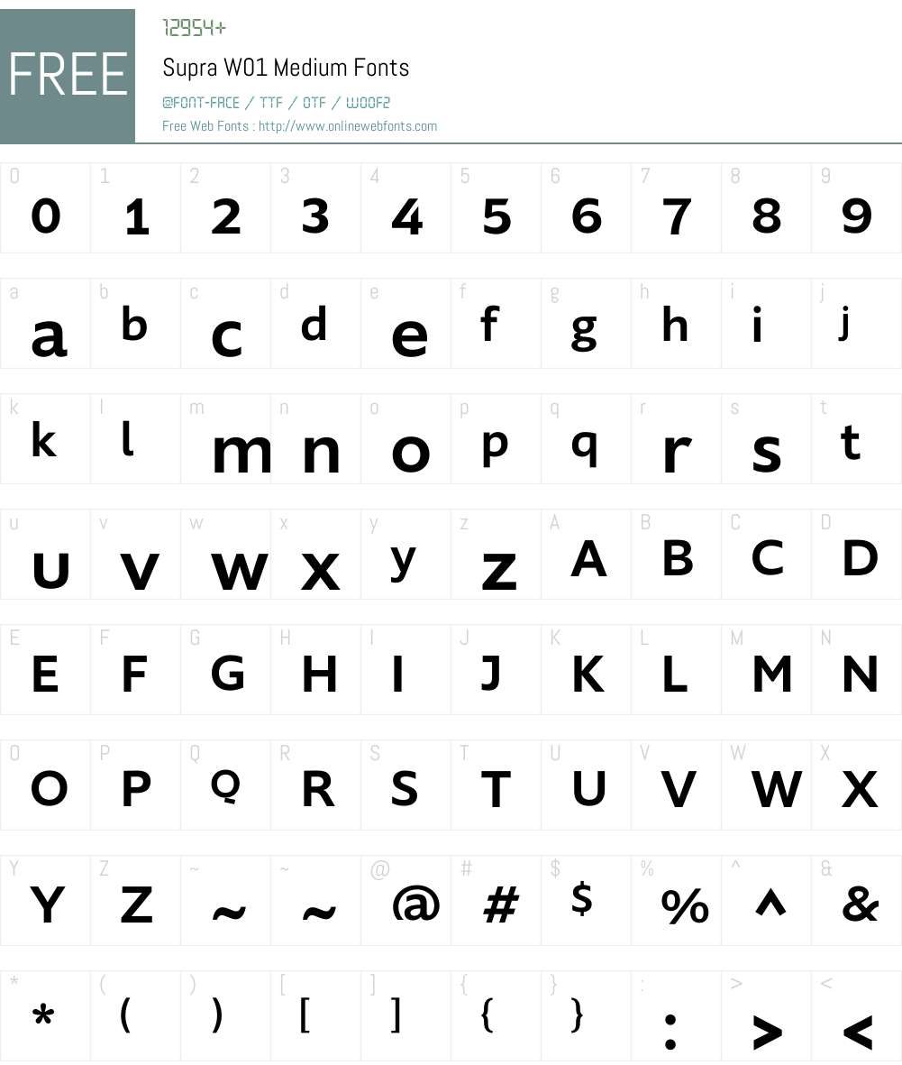 SupraW01-Medium Font Screenshots
