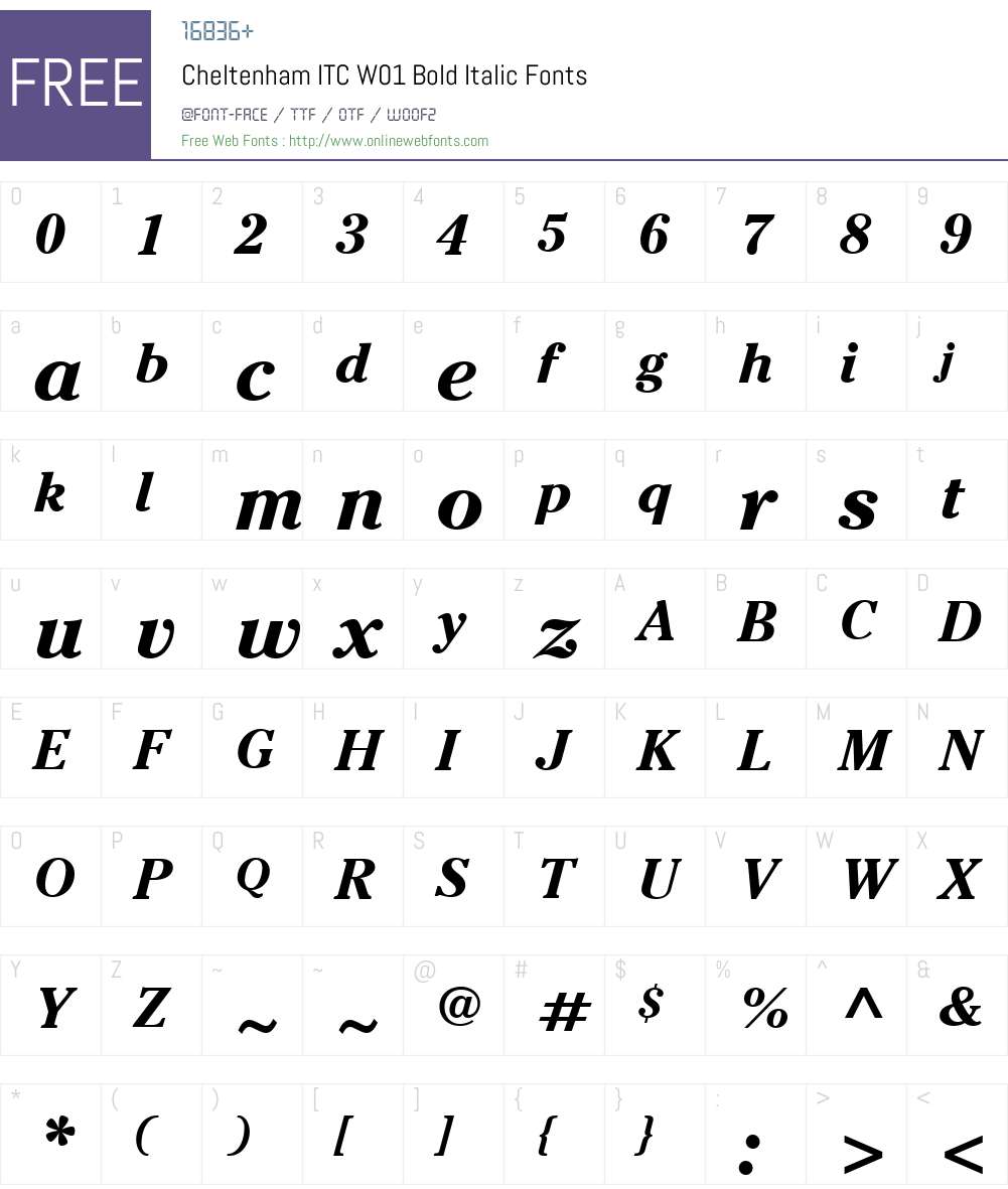 CheltenhamITCW01-BoldItalic Font Screenshots