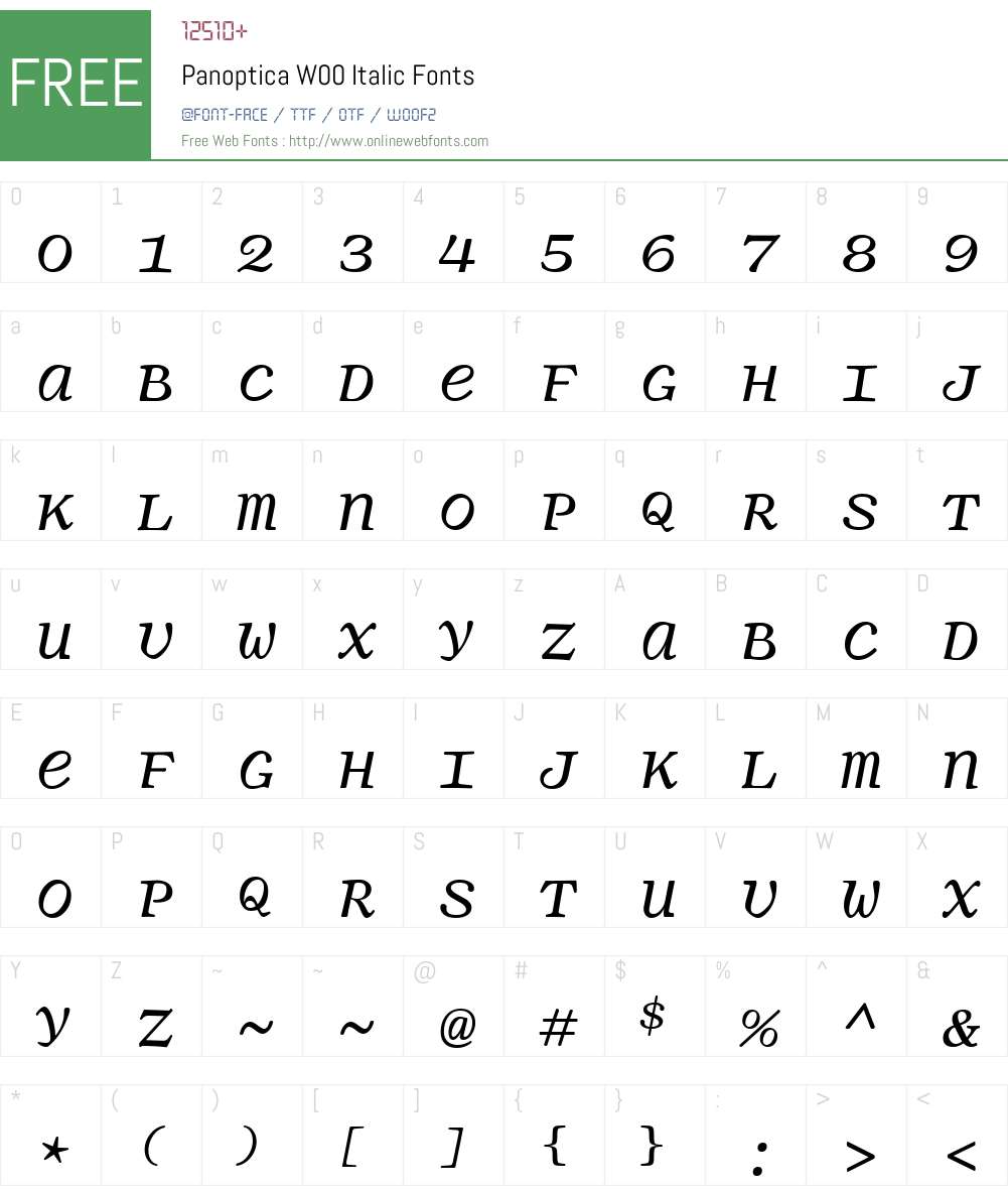 PanopticaW00-Italic Font Screenshots