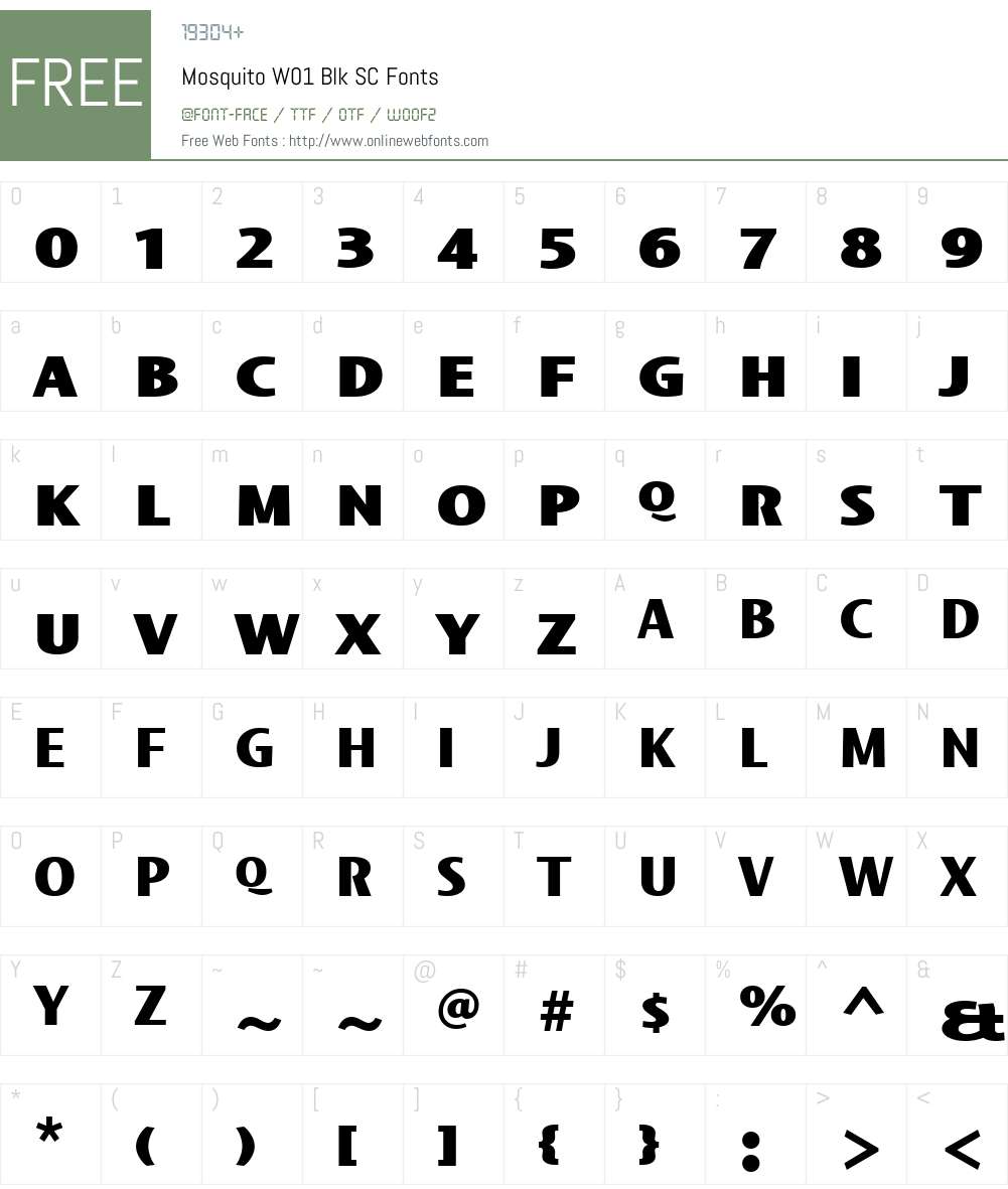 MosquitoW01-BlkSC Font Screenshots