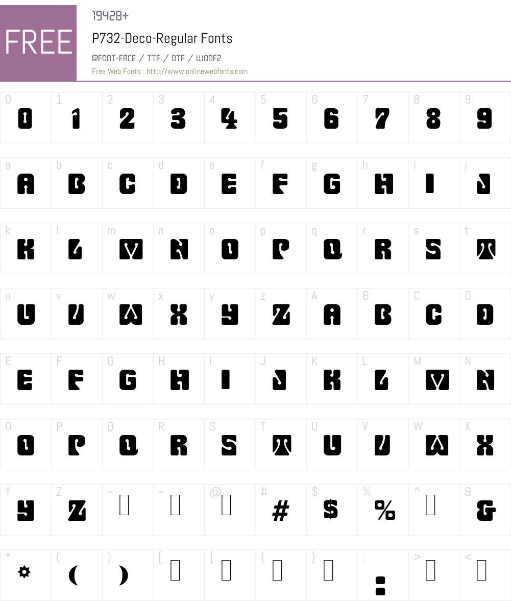 P732-Deco Font Screenshots