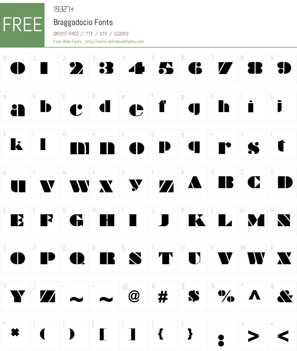 Braggadocio Font Screenshots