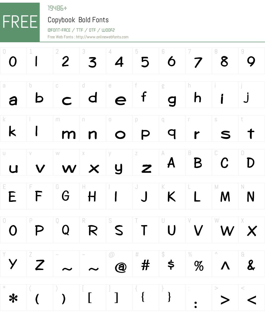 Copybook Font Screenshots