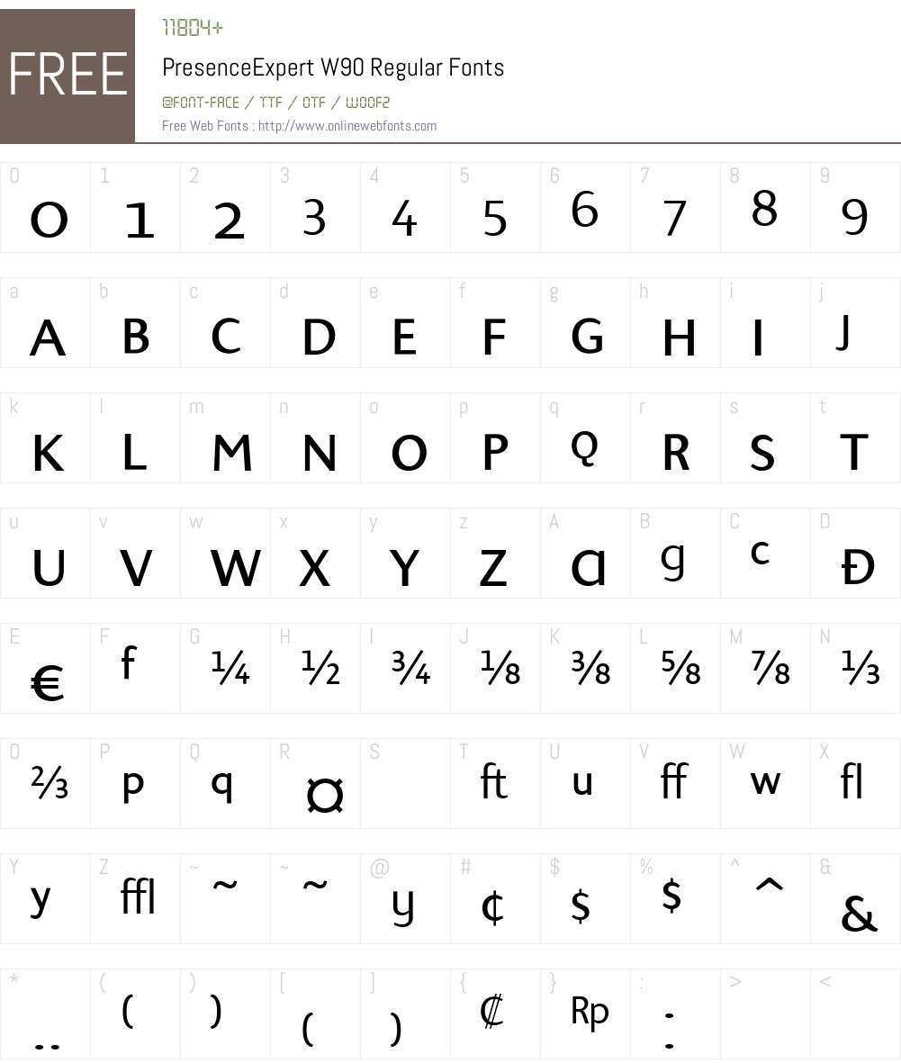 PresenceExpertW90-Regular Font Screenshots