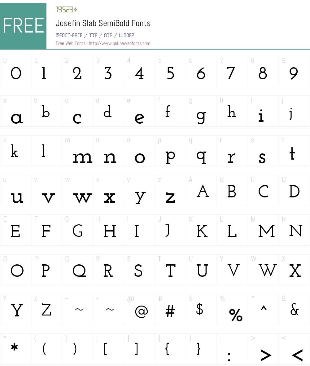 Josefin Slab Font Screenshots