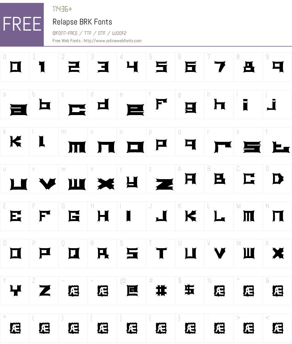 Relapse BRK Font Screenshots