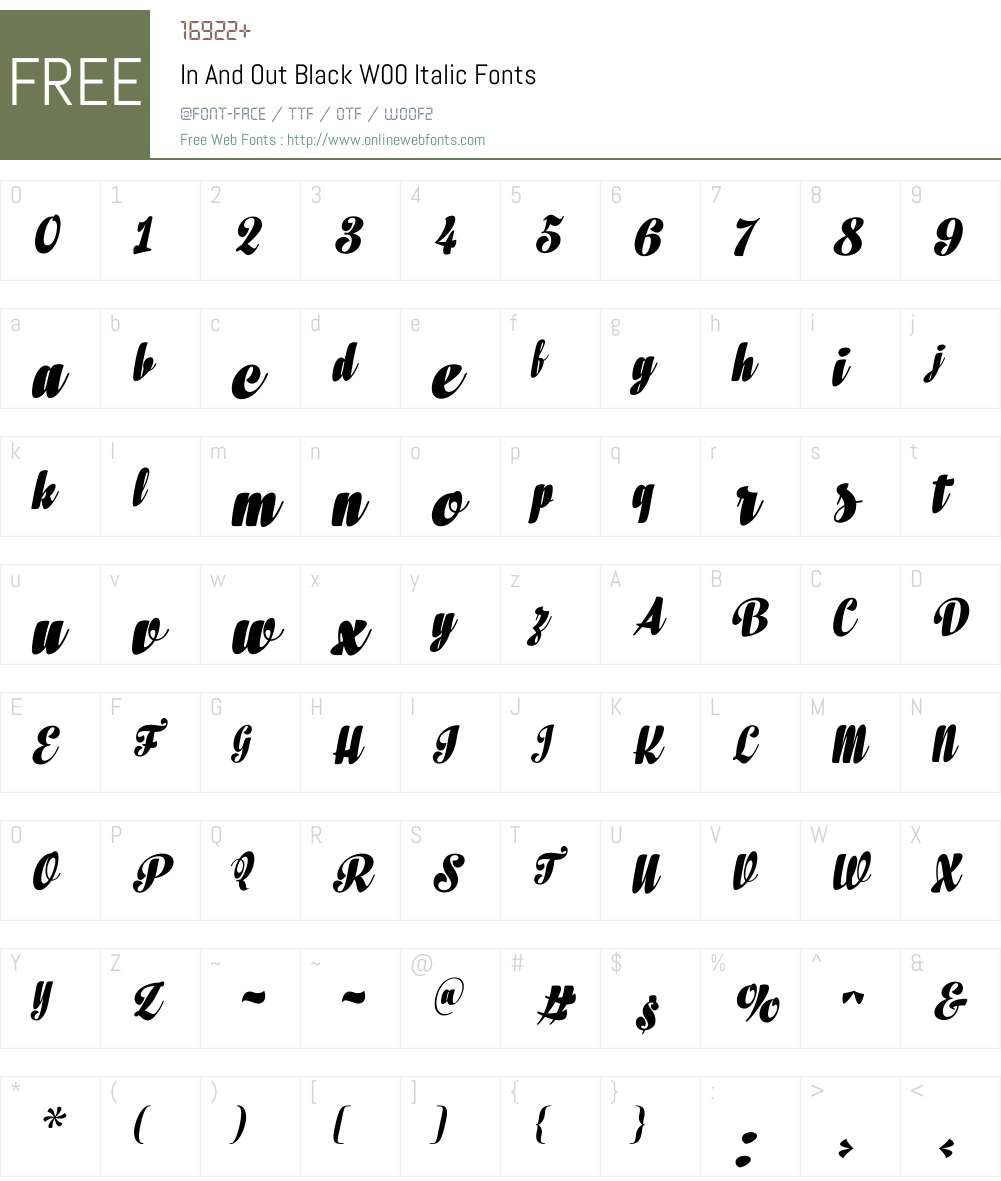 InAndOutBlackW00-Italic Font Screenshots