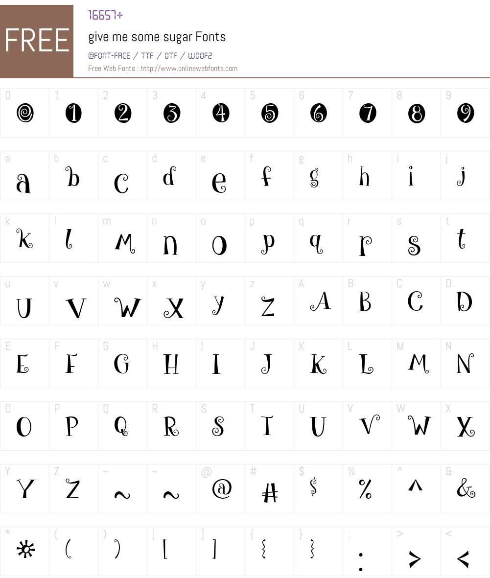 give me some sugar Font Screenshots