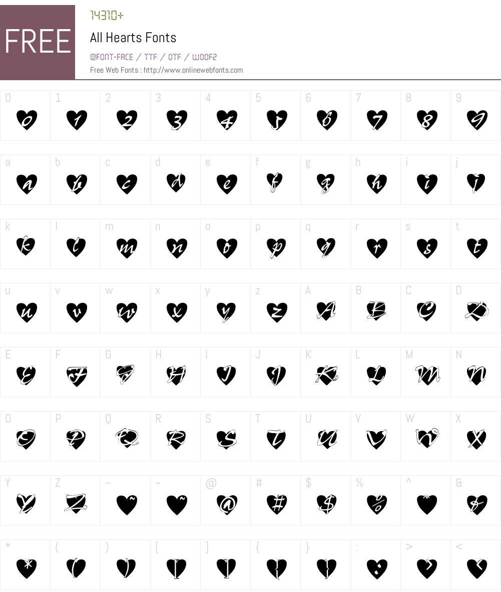 All Hearts Font Screenshots