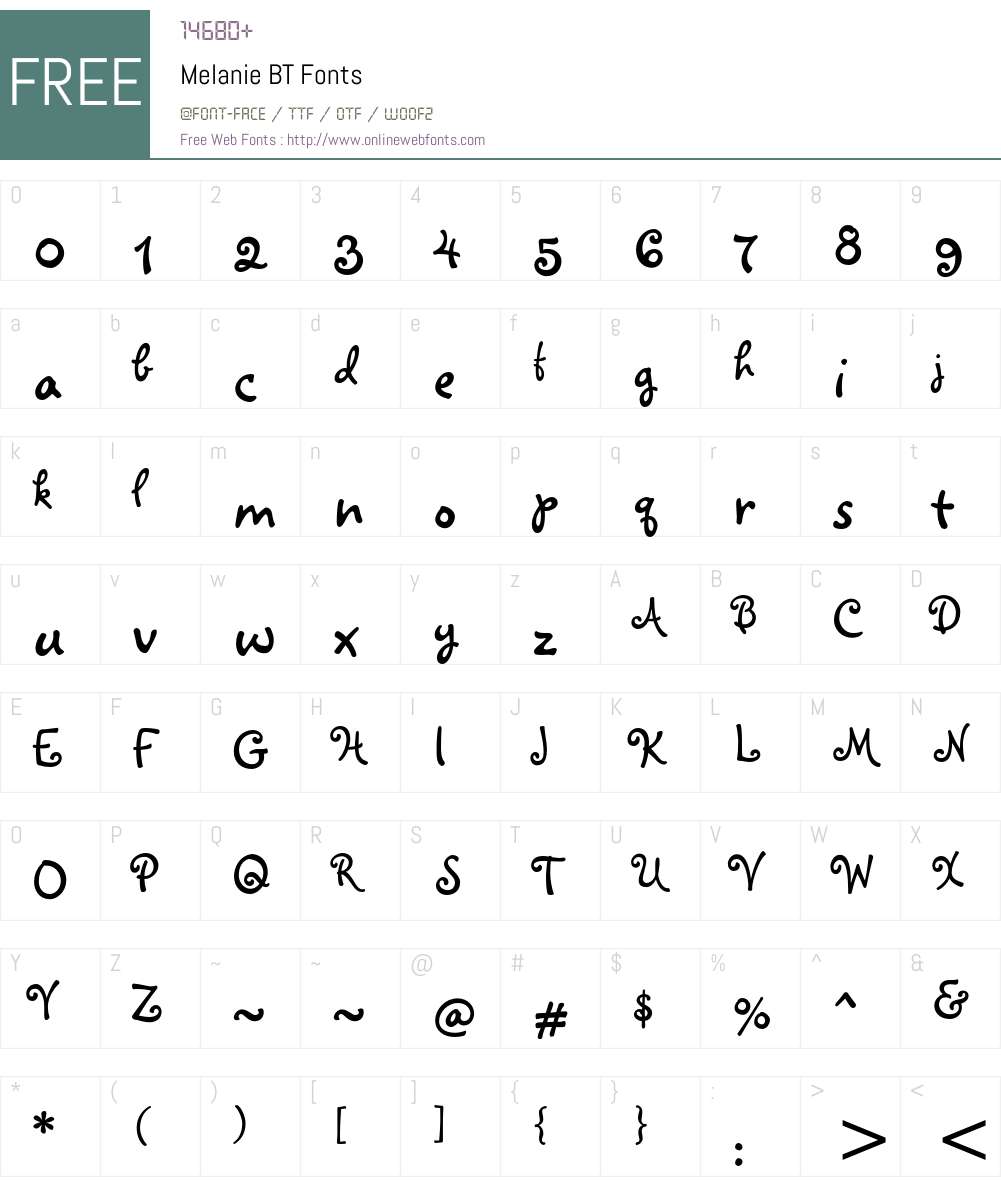Melanie BT Font Screenshots