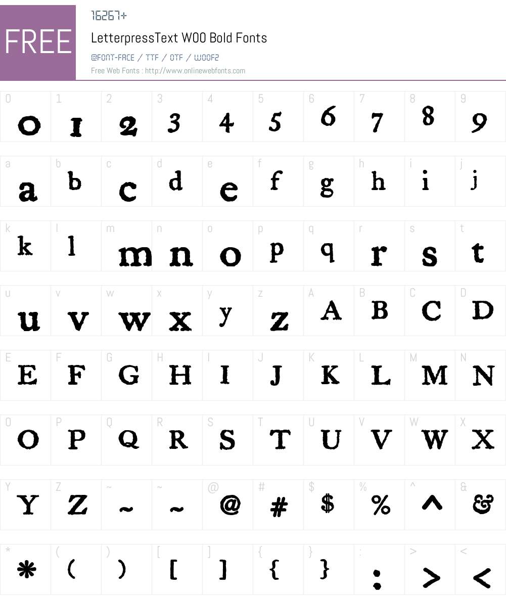 LetterpressText Font Screenshots