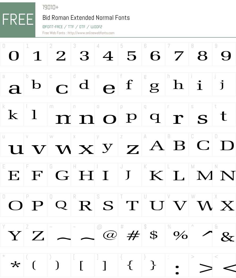 Bid Roman Extended Font Screenshots