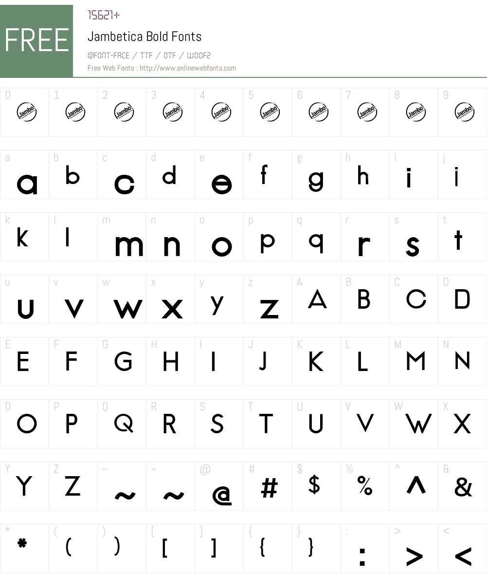 Jambetica Font Screenshots
