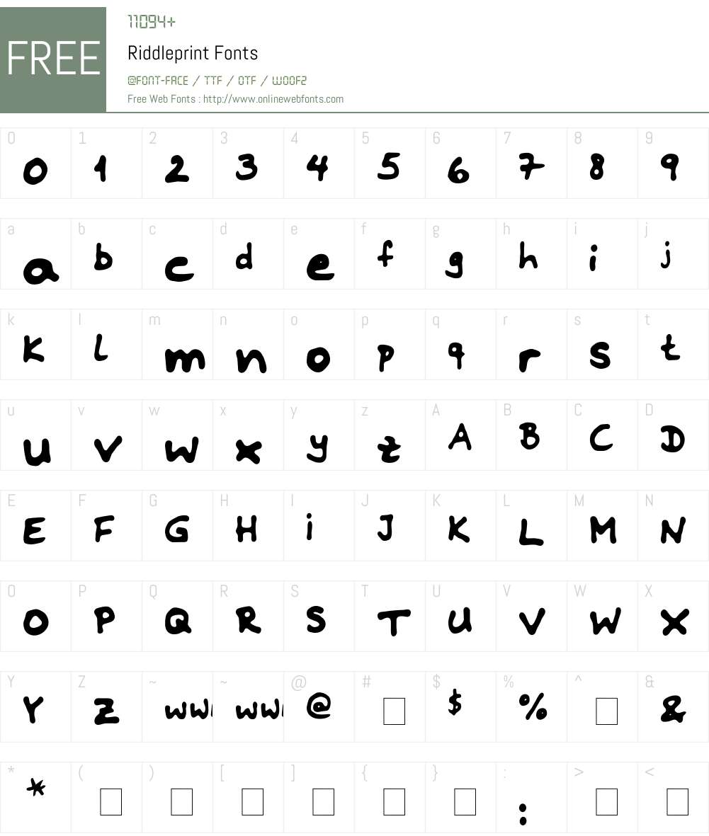 Riddleprint Font Screenshots
