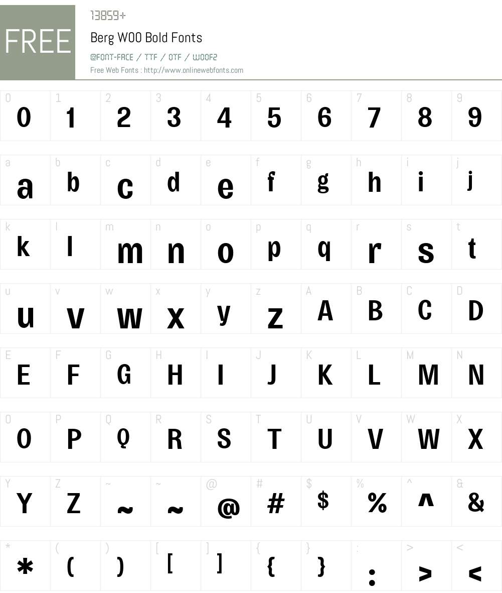 Berg Font Screenshots