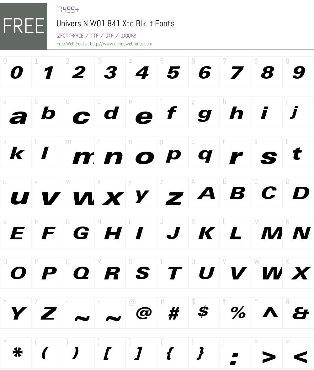 UniversNW01-841XtdBlkIt Font Screenshots
