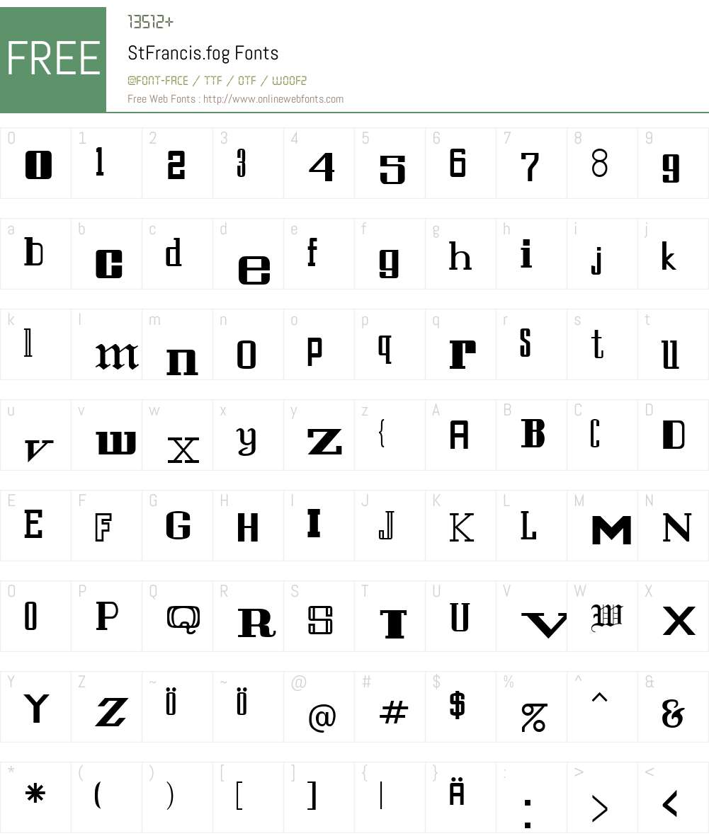 StFrancis.fog Font Screenshots