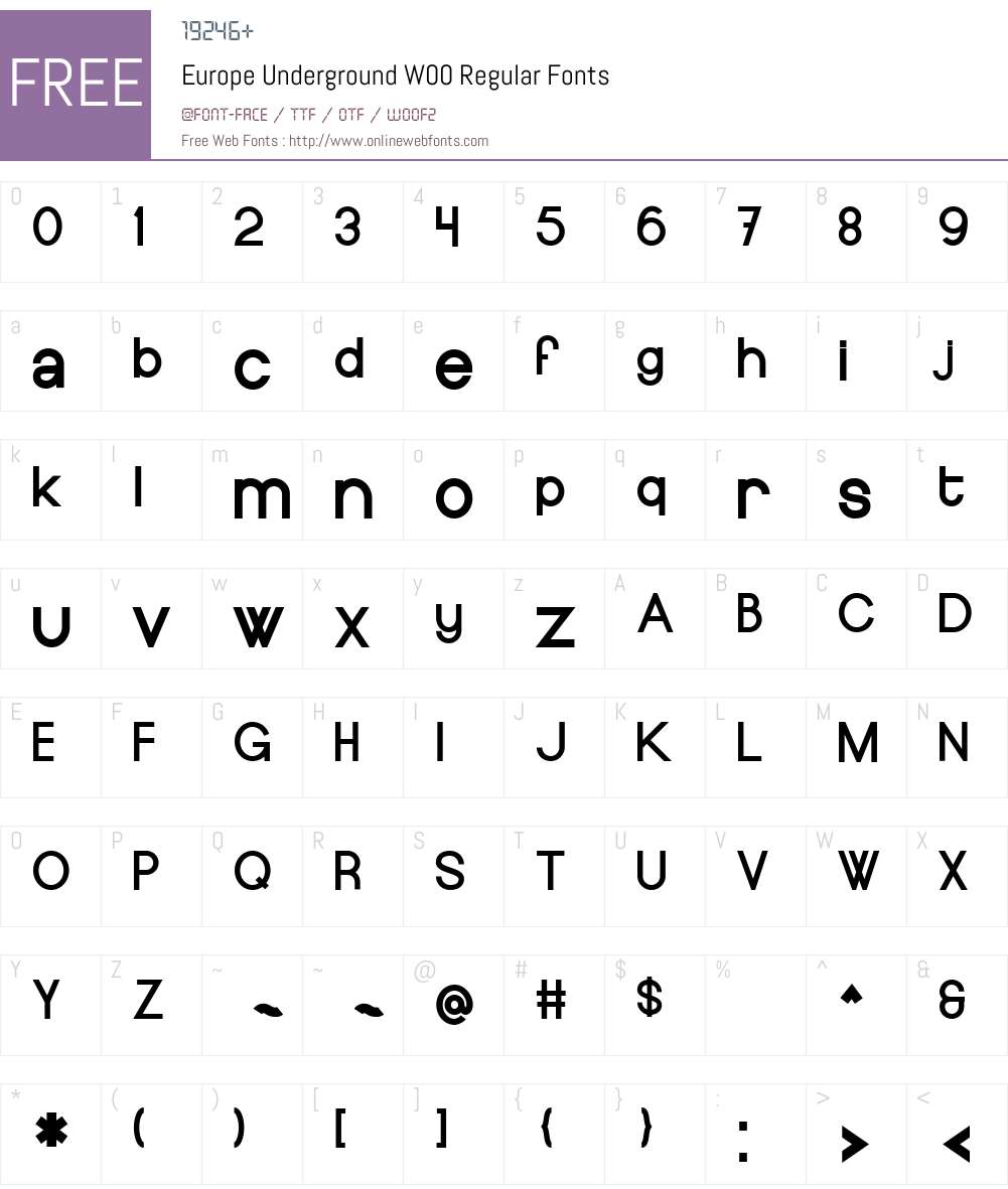 EuropeUndergroundW00-Reg Font Screenshots