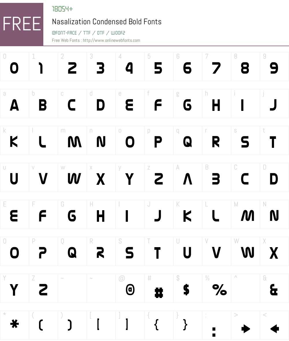 Nasalization Condensed Font Screenshots