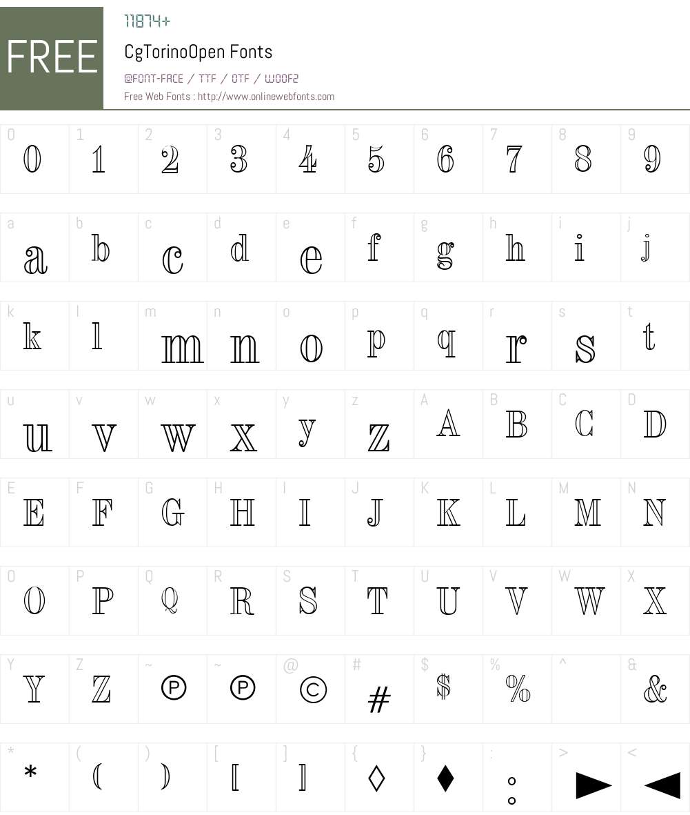 CgTorinoOpen Font Screenshots