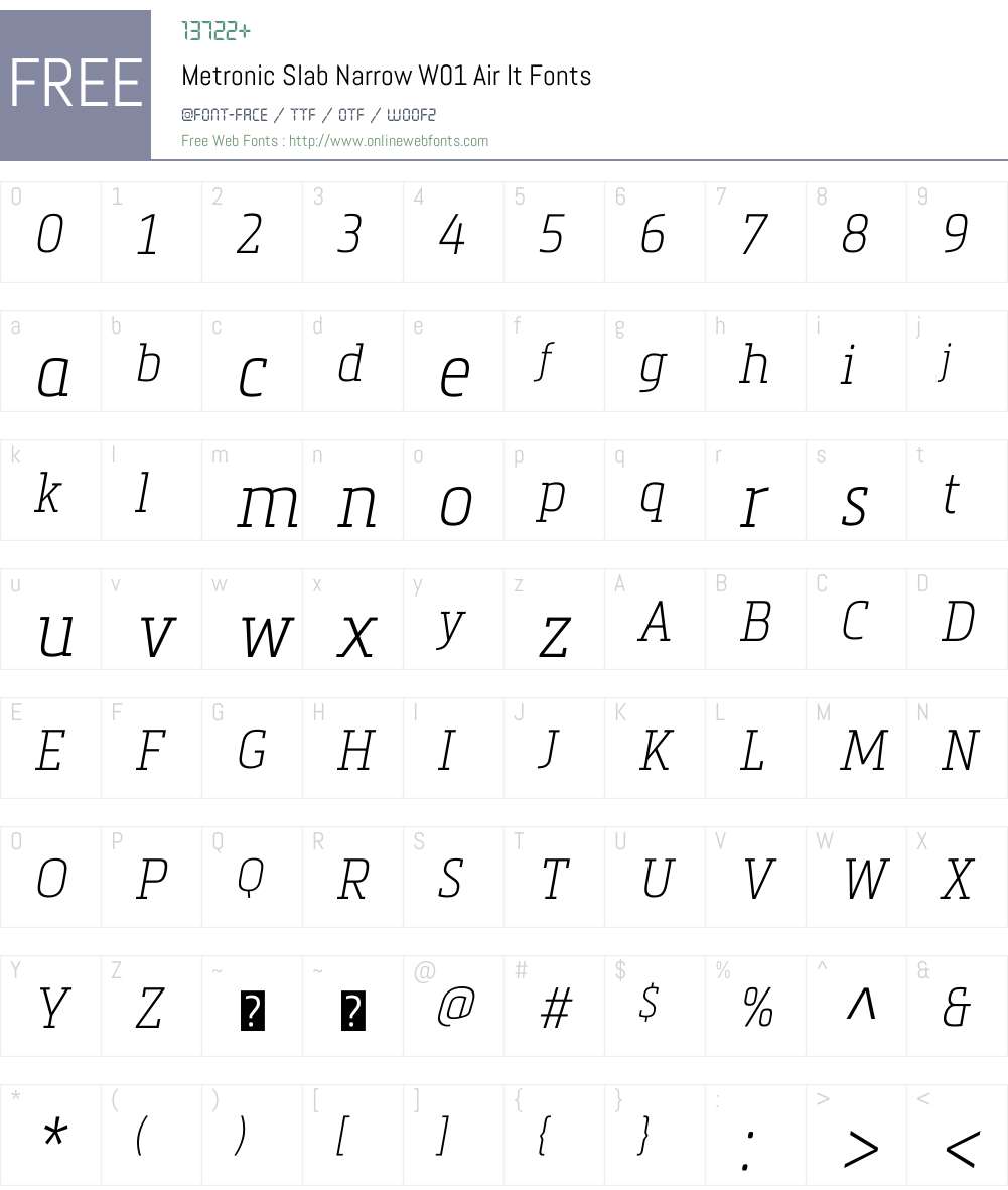 MetronicSlabNarrowW01-AirIt Font Screenshots
