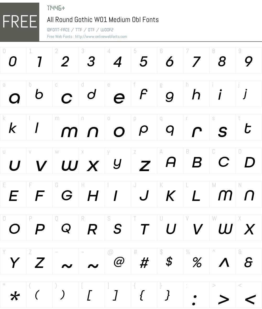 AllRoundGothicW01-MediumObl Font Screenshots