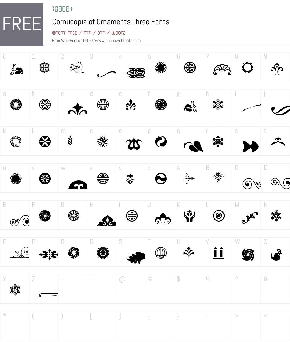 Cornucopia of Ornaments Three Font Screenshots