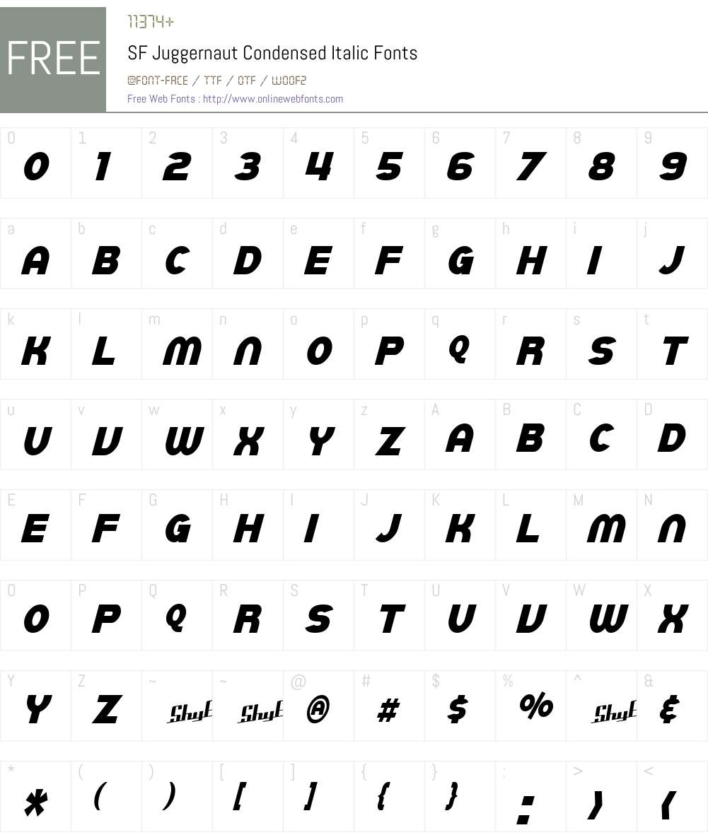 SF Juggernaut Condensed Font Screenshots