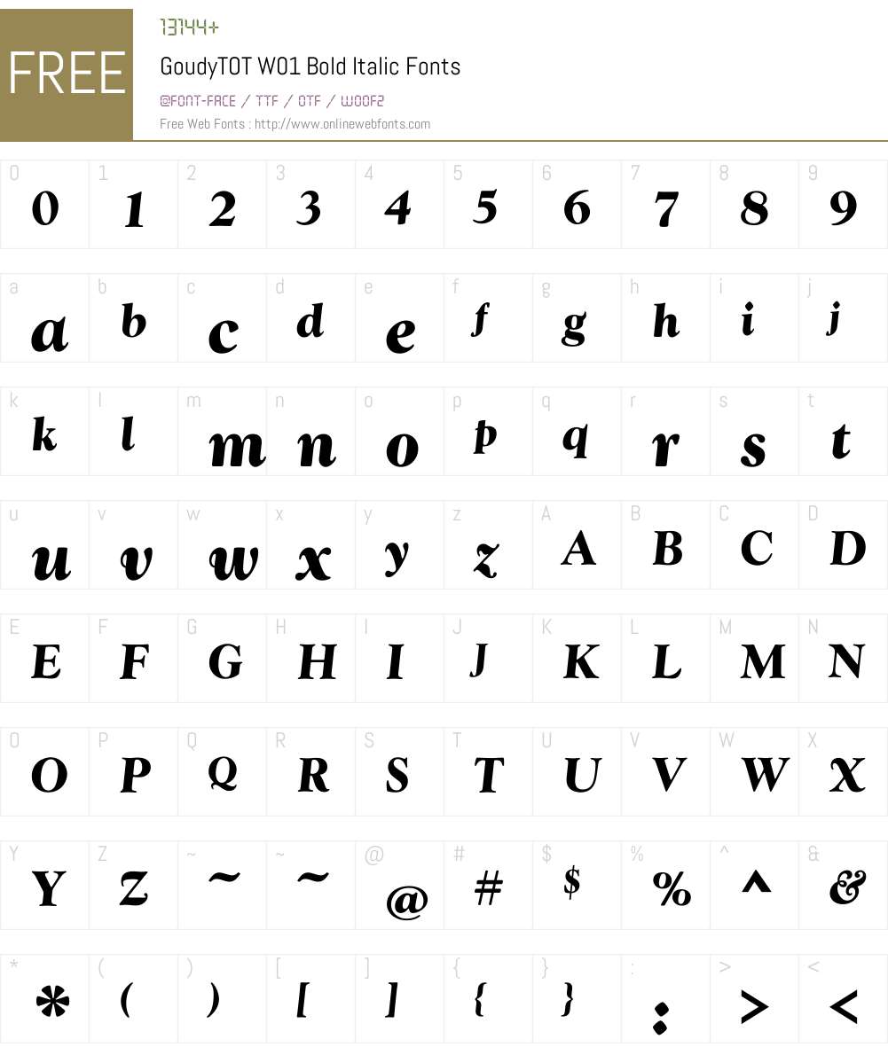 GoudyTOTW01-BoldItalic Font Screenshots