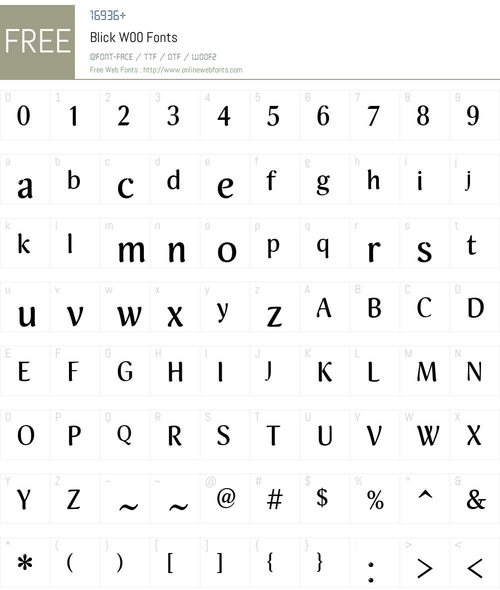 BlickW00 Font Screenshots