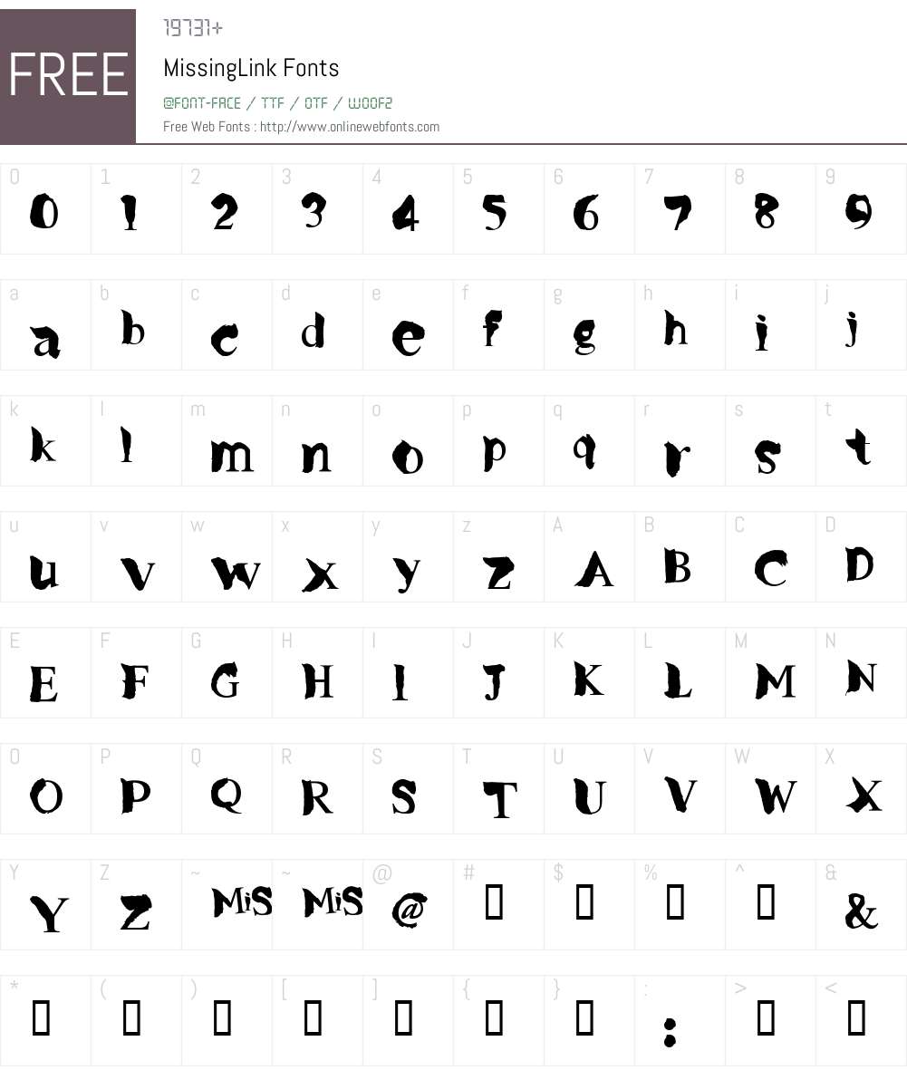 MissingLink Font Screenshots